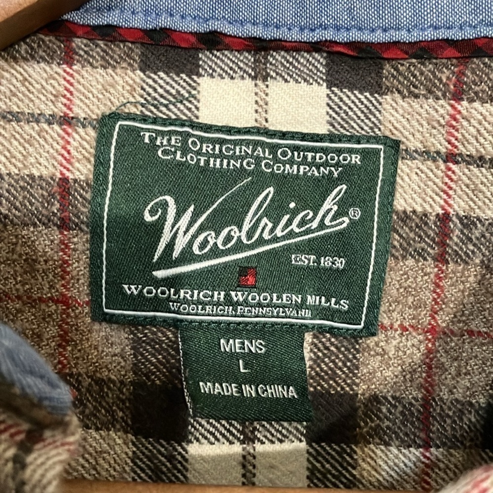 Woolrich 100% cotton mid weight plaid flannel shirt men’s M - Picture 3 of 4